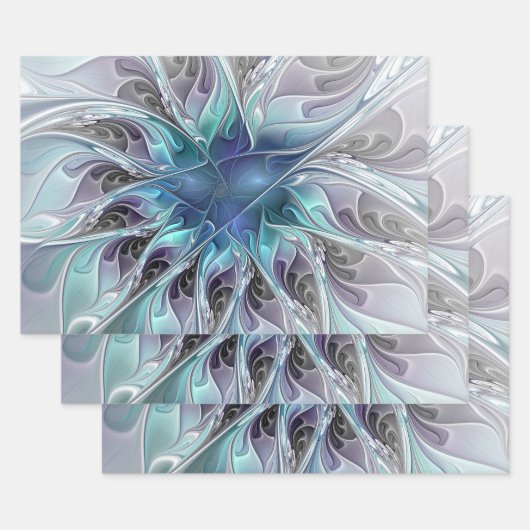 Abstracte matige bloem met blauw inpakpapier vel (Set)