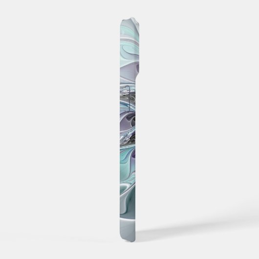 Abstracte matige bloem met blauw iPhone 15 case (Rechterkant)