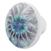 Abstracte matige bloem met blauw keramische knop (Rechts)