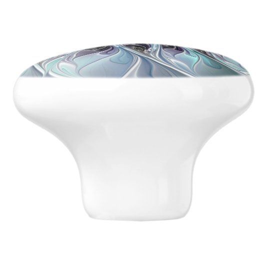 Abstracte matige bloem met blauw keramische knop (Zijkant)