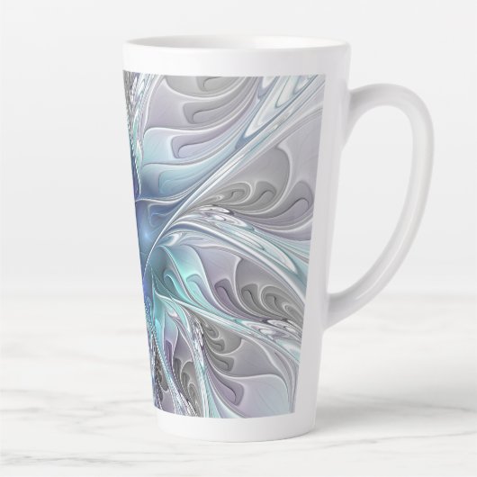 Abstracte matige bloem met blauw latte mok (Rechts)