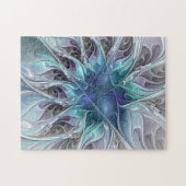 Abstracte matige bloem met blauw legpuzzel (Horizontaal)
