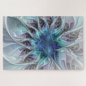 Abstracte matige bloem met blauw legpuzzel (Horizontaal)