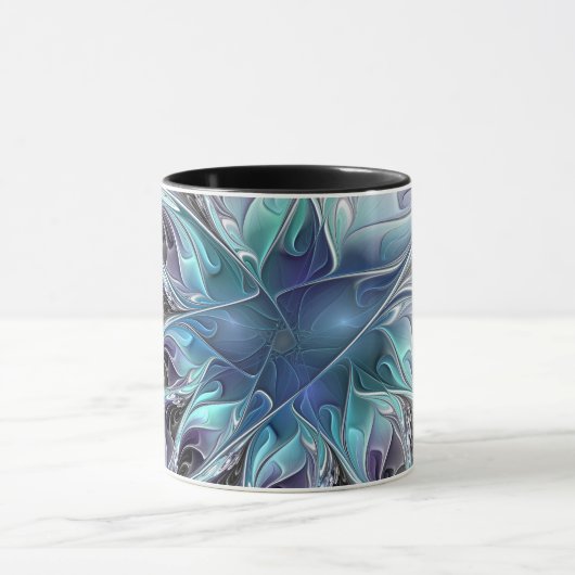 Abstracte matige bloem met blauw mok (Midden)