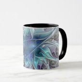 Abstracte matige bloem met blauw mok (Voorkant rechts)