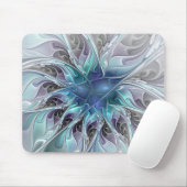 Abstracte matige bloem met blauw muismat (Met muis)