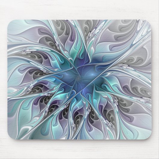 Abstracte matige bloem met blauw muismat (Voorkant)