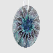 Abstracte matige bloem met blauw ornament (voorkant)