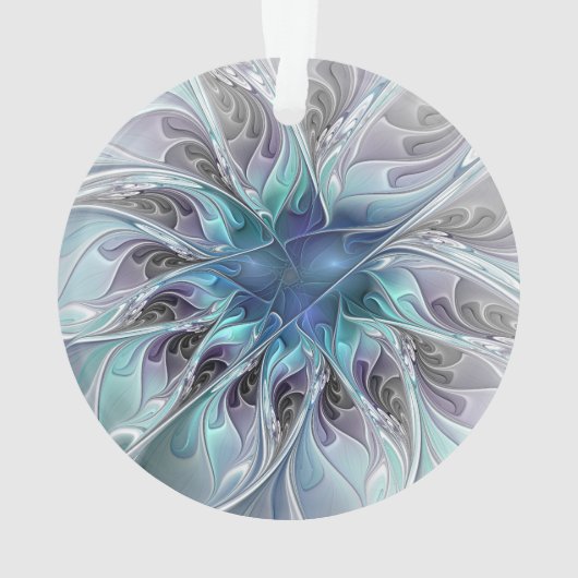 Abstracte matige bloem met blauw ornament (achterkant)