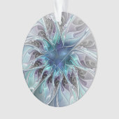 Abstracte matige bloem met blauw ornament (voorkant)