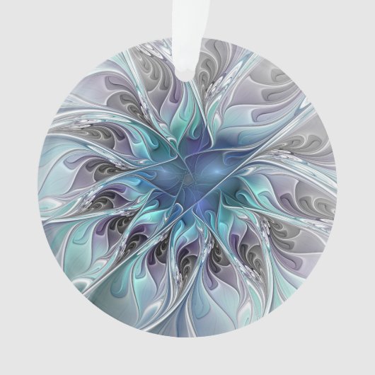Abstracte matige bloem met blauw ornament (voorkant)