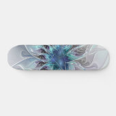 Abstracte matige bloem met blauw persoonlijk skateboard (Horizontaal)