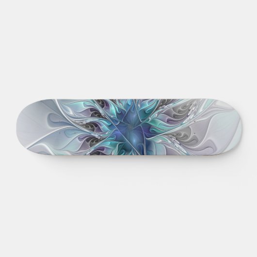 Abstracte matige bloem met blauw persoonlijk skateboard (Horizontaal)