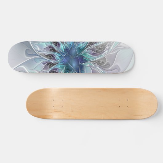 Abstracte matige bloem met blauw persoonlijk skateboard (Horizontaal)
