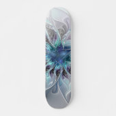 Abstracte matige bloem met blauw persoonlijk skateboard (Voorkant)