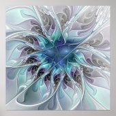Abstracte matige bloem met blauw poster (Voorkant)