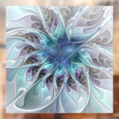 Abstracte matige bloem met blauw raamsticker (Vel 2)