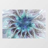 Abstracte matige bloem met blauw raamsticker (Vel)