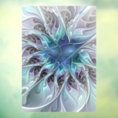 Abstracte matige bloem met blauw raamsticker (Vel 3)