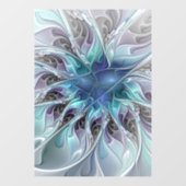 Abstracte matige bloem met blauw raamsticker (Vel)
