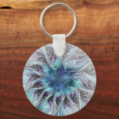 Abstracte matige bloem met blauw sleutelhanger (Voorkant)