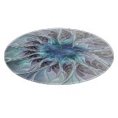 Abstracte matige bloem met blauw snijplank (Hoek)