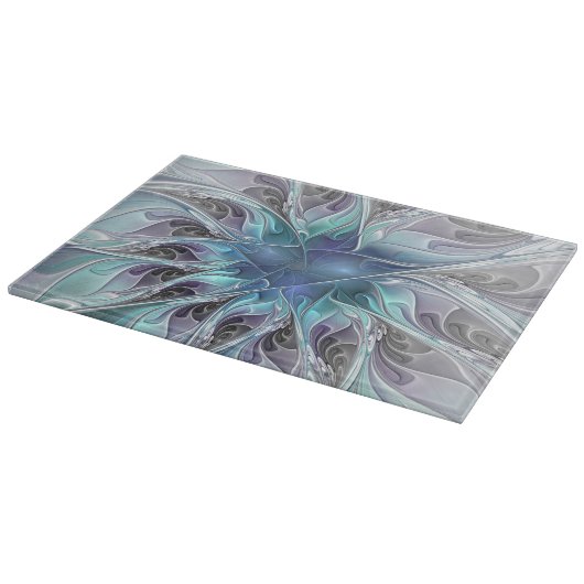 Abstracte matige bloem met blauw snijplank (Hoek)