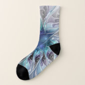 Abstracte matige bloem met blauw sokken (Links - buitenkant)