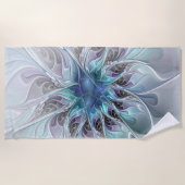 Abstracte matige bloem met blauw strandlaken (Voorkant)