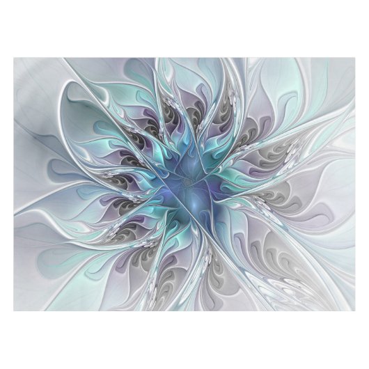 Abstracte matige bloem met blauw tafelkleed (Voorkant (Horizontaal))