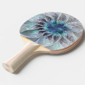 Abstracte matige bloem met blauw tafeltennisbatje (Voorkant Gekanteld)