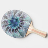 Abstracte matige bloem met blauw tafeltennisbatje (Zijkant)