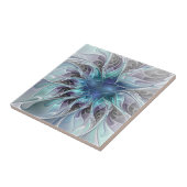 Abstracte matige bloem met blauw tegeltje (Zijkant)