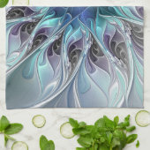 Abstracte matige bloem met blauw theedoek (Gevouwen)