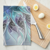 Abstracte matige bloem met blauw theedoek (Quarter Fold)