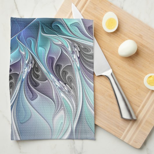 Abstracte matige bloem met blauw theedoek (Quarter Fold)