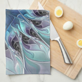 Abstracte matige bloem met blauw theedoek (Quarter Fold)