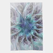 Abstracte matige bloem met blauw theedoek (Verticaal)