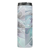 Abstracte matige bloem met blauw thermosbeker (Achterkant)