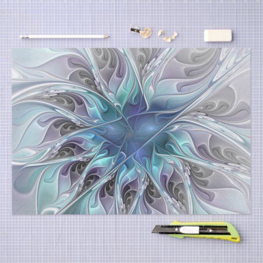 Abstracte matige bloem met blauw tissuepapier (Craft)