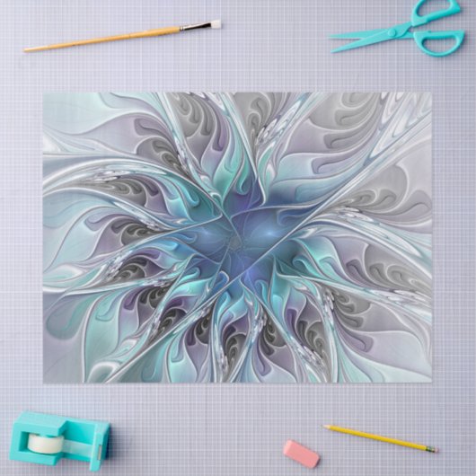 Abstracte matige bloem met blauw tissuepapier (Craft)