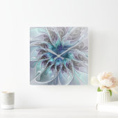 Abstracte matige bloem met blauw vierkante klok (Huis)