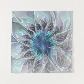 Abstracte matige bloem met blauw wandkleed (Voorkant (horizontaal))