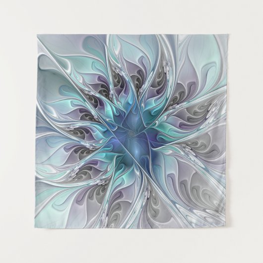 Abstracte matige bloem met blauw wandkleed (Voorkant (horizontaal))