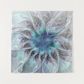 Abstracte matige bloem met blauw wandkleed (Voorkant)