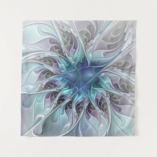 Abstracte matige bloem met blauw wandkleed (Voorkant)