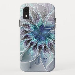 Abstracte matige fractale ventilator met blauw mon Case-Mate iPhone case