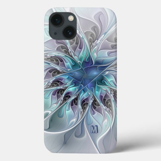 Abstracte matige fractale ventilator met blauw mon Case-Mate iPhone case (Achterkant)