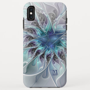 Abstracte matige fractale ventilator met blauw mon Case-Mate iPhone case