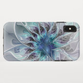 Abstracte matige fractale ventilator met blauw mon Case-Mate iPhone case (Achterkant (horizontaal))